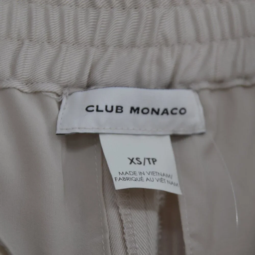 NEW Club Monaco Signature Elasticated Wide Leg Trouser Pants Cream Women's XS